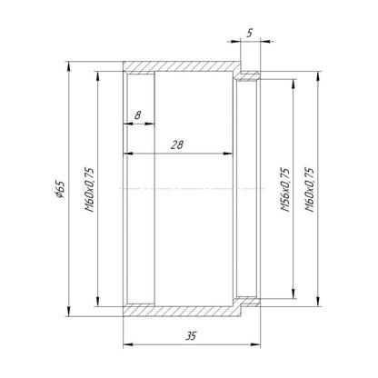 30mm thread extender for M60x0.75 thread