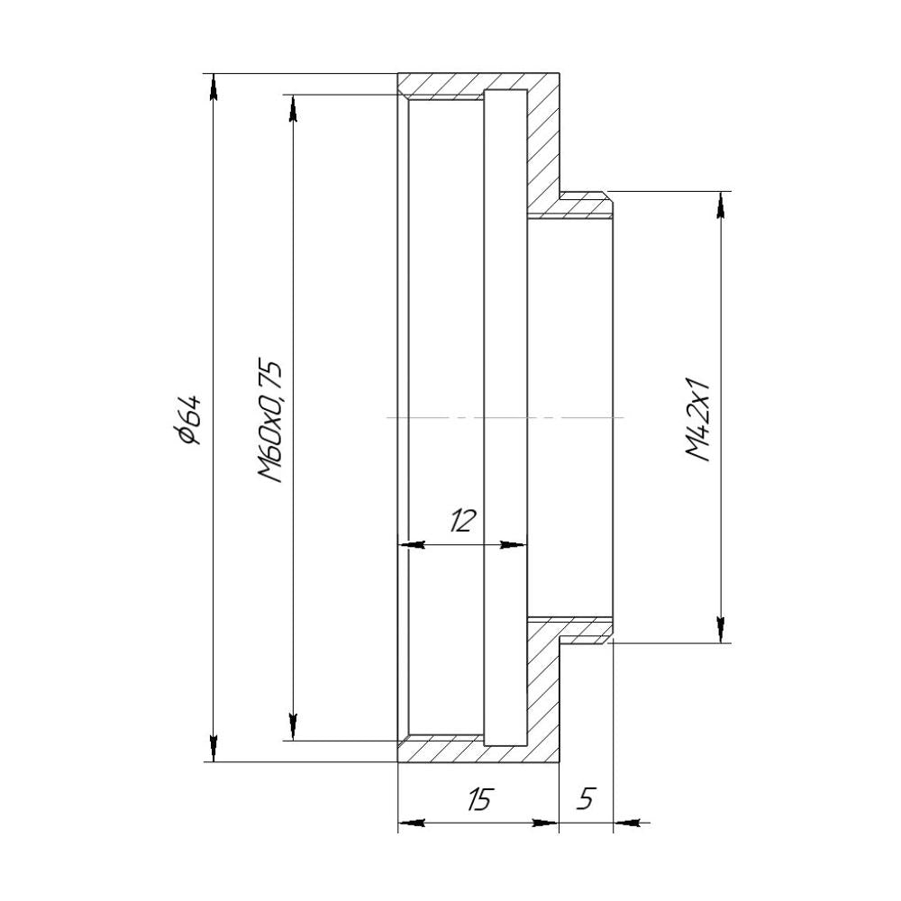 M60x0.75 female to M42x1 male thread adapter for Industar-51 lens