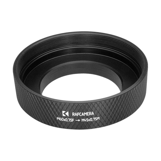 M60x0.75 to M45x0.75 thread adapter to use Industar-51 lens on MBS microscope