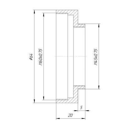 M60x0.75 to M45x0.75 thread adapter to use Industar-51 lens on MBS microscope