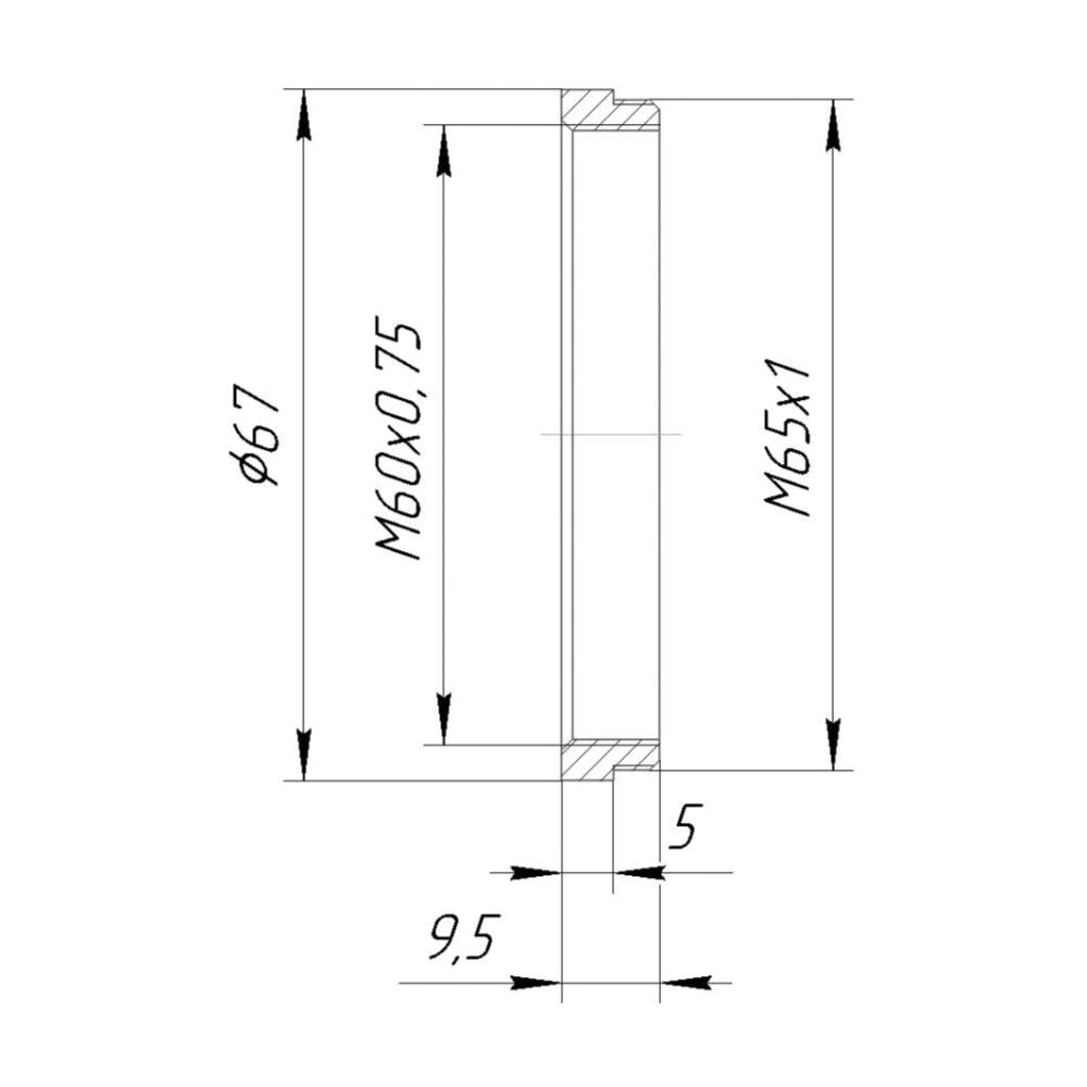 M60x0.75 female to M65x1 male thread adapter for helicoids