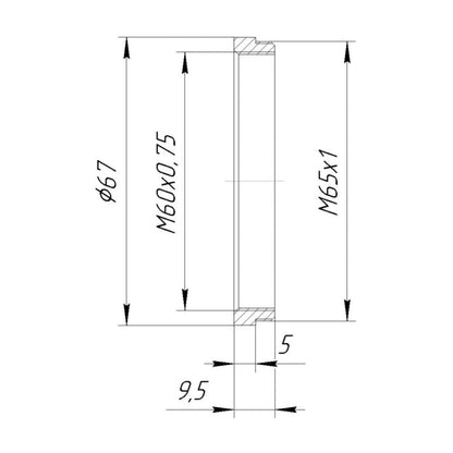 M60x0.75 female to M65x1 male thread adapter for helicoids