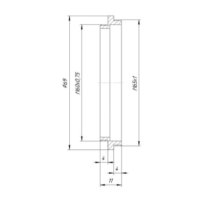 M60x0.75 male to M65x1 male thread adapter