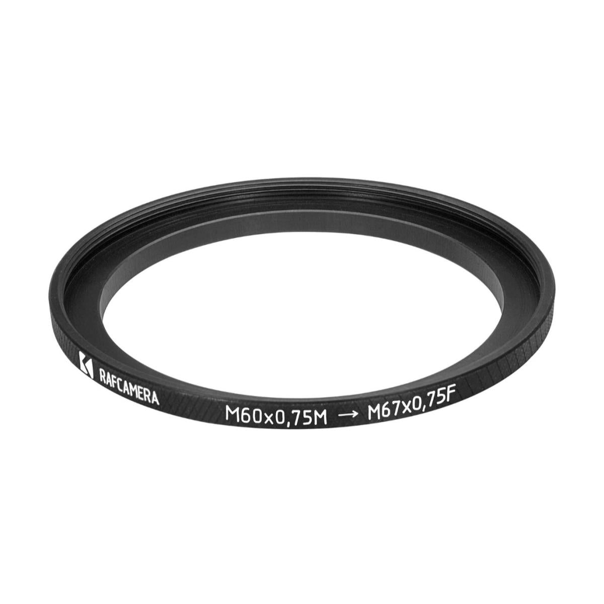 M60x0.75 male to M67x0.75 female thread adapter (60mm to 67mm step-up ring)