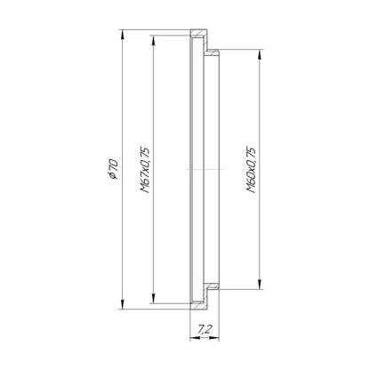 M60x0.75 male to M67x0.75 female thread adapter (60mm to 67mm step-up ring)