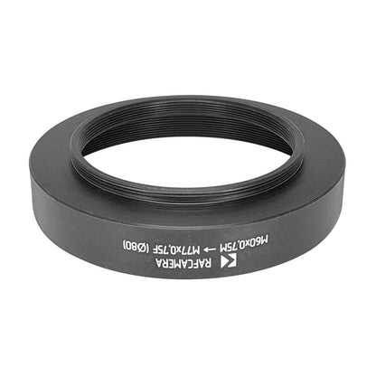 M60x0.75 male to M77x0.75 female thread adapter with 80mm outer diameter
