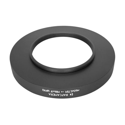M60x0.75 male to M86x1 female thread adapter with 95mm outer diameter
