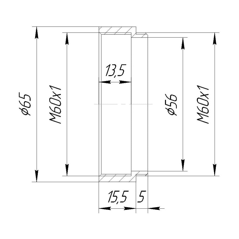 M60x1 thread extender for Wild objectives on Leica M60 microscope