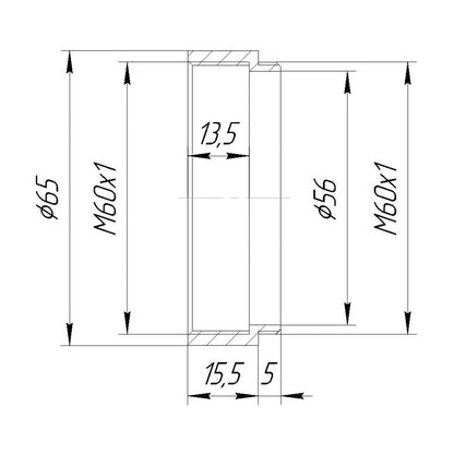 M60x1 thread extender for Wild objectives on Leica M60 microscope