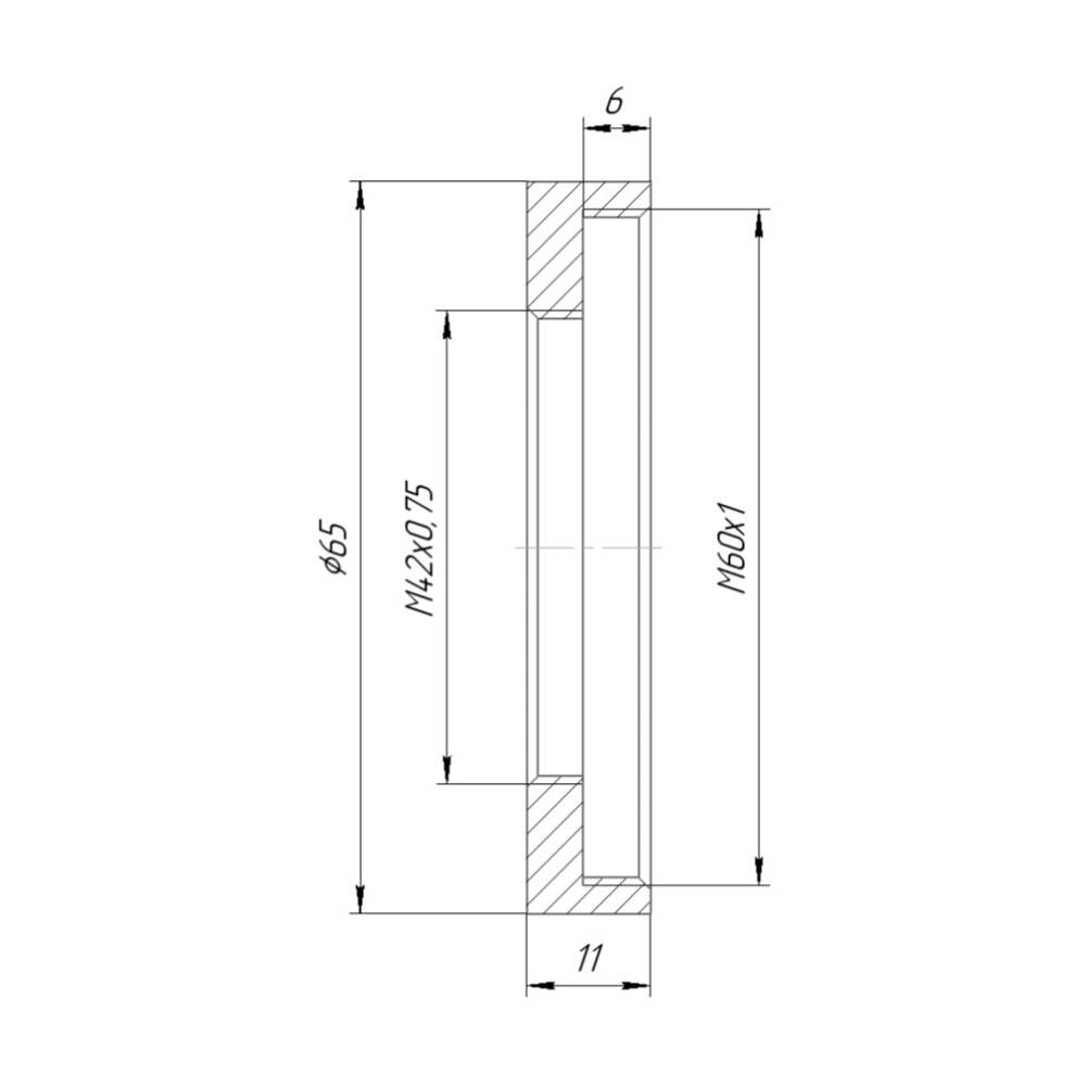 M60x1 female to M42x0.75 female thread adapter