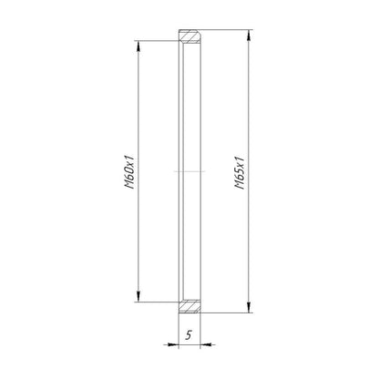 M60x1 female to M65x1 male thread adapter, flangeless