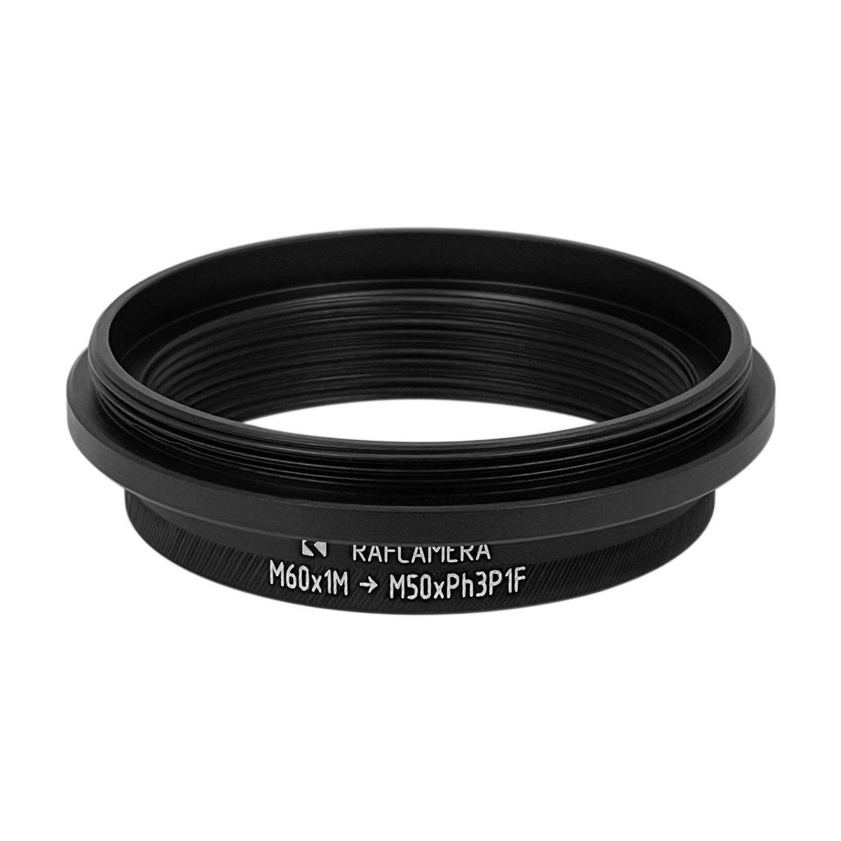 M60x1 male to M50xPh3P1 female thread adapter for Leica microscopes