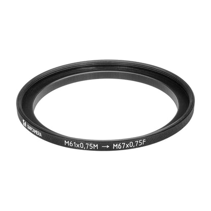 M61x0.75 male to M67x0.75 female thread adapter (61mm to 67mm step-up ring)