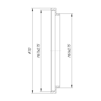 M61x0.75 male to M67x0.75 female thread adapter (61mm to 67mm step-up ring)