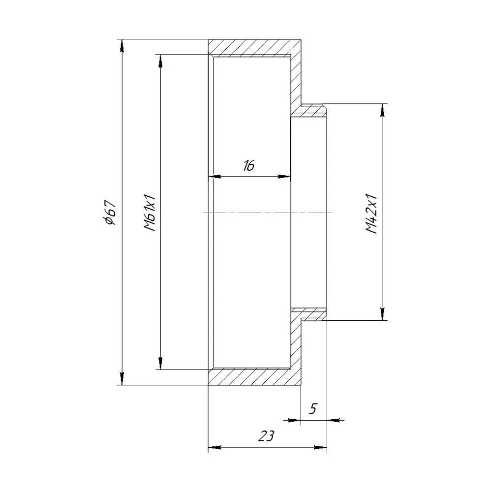 M61x1 female to M42x1 male thread adapter