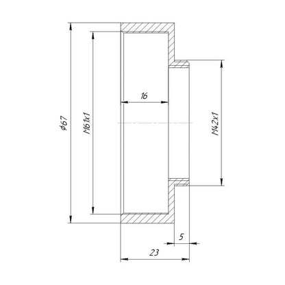 M61x1 female to M42x1 male thread adapter