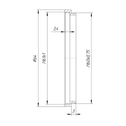 M61x1 female to M60x0.75 male thread adapter