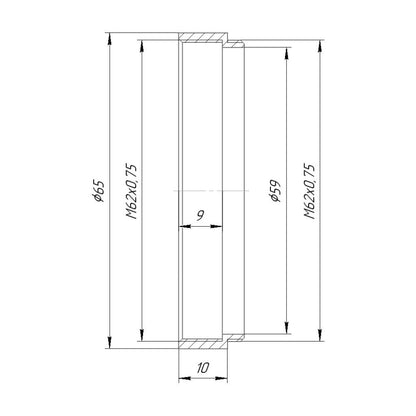 M62x0.75 thread extender tube (10mm long)