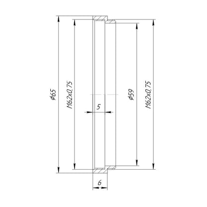 M62x0.75 thread extender tube (6mm long)