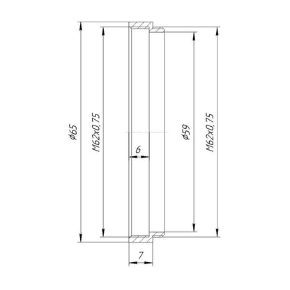 M62x0.75 thread extender tube (7mm long)