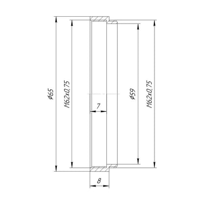 M62x0.75 thread extender tube (8mm long)
