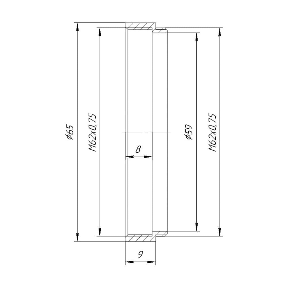 M62x0.75 thread extender tube (9mm long)