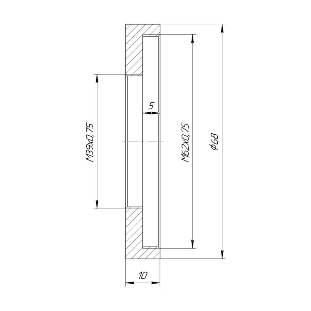 M62x0.75 female to M39x0.75 female thread adapter