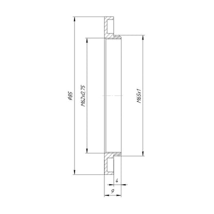 M62x0.75 female to M65x1 male thread adapter for Copal #3 shutter, wide