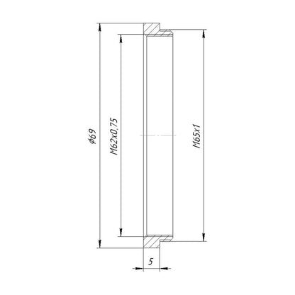 M62x0.75 female to M65x1 male thread adapter for Copal #3 shutter
