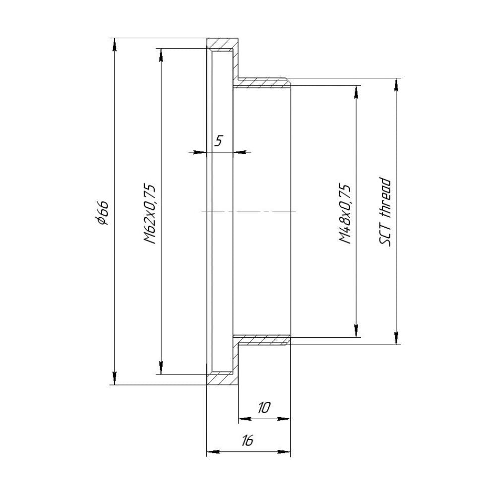 M62x0.75 female to SCT male thread adapter