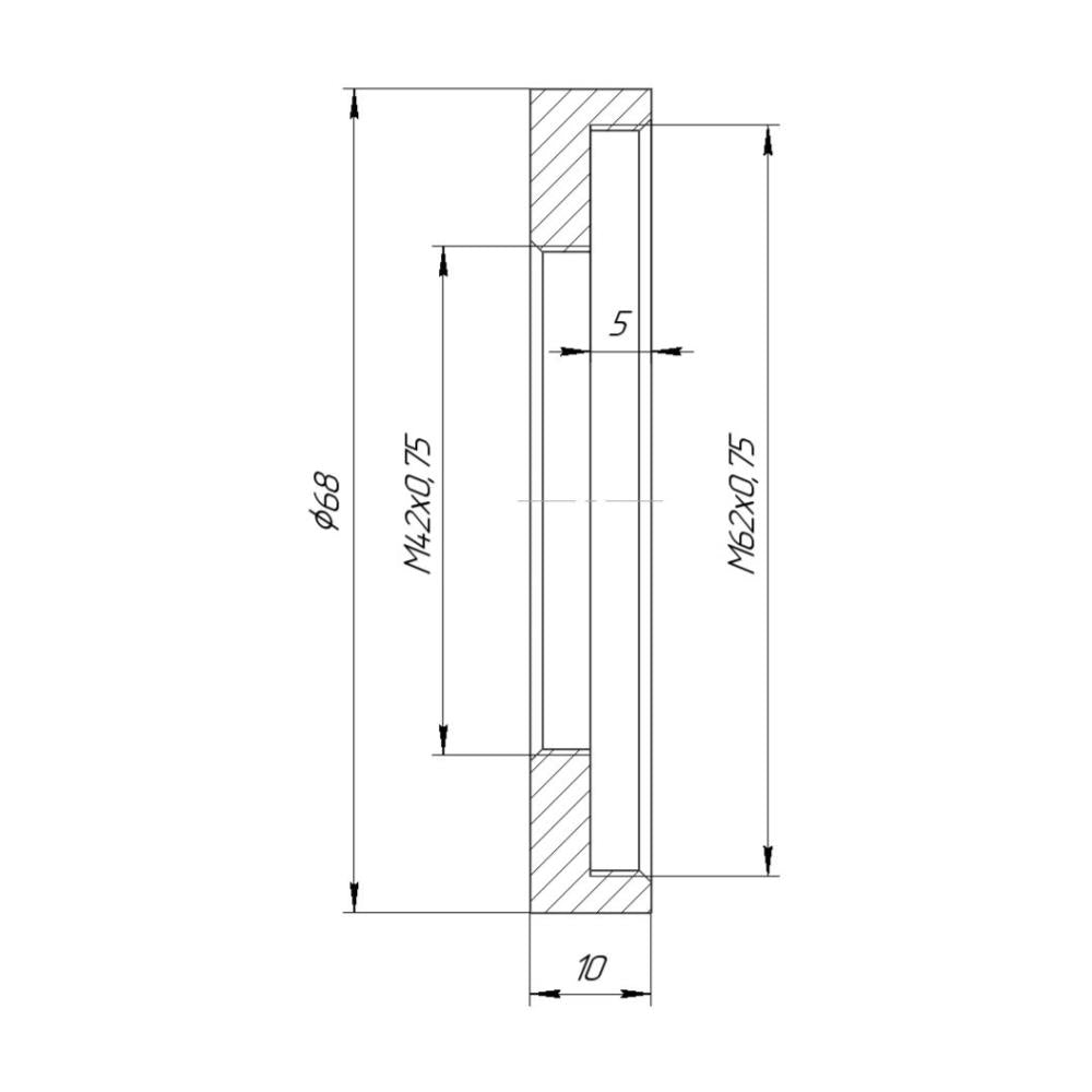M62x0.75 female to M42x0.75 (T2) female thread adapter
