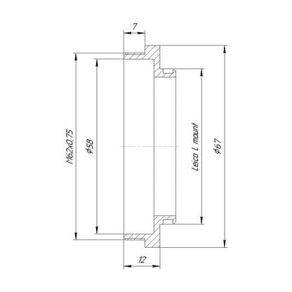 M62x0.75 male thread to Leica L camera mount adapter