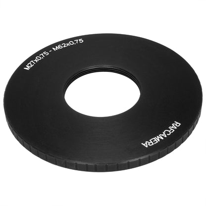 M62x0.75 male to M27x0.75 female thread adapter (62mm to 27mm step-down ring)