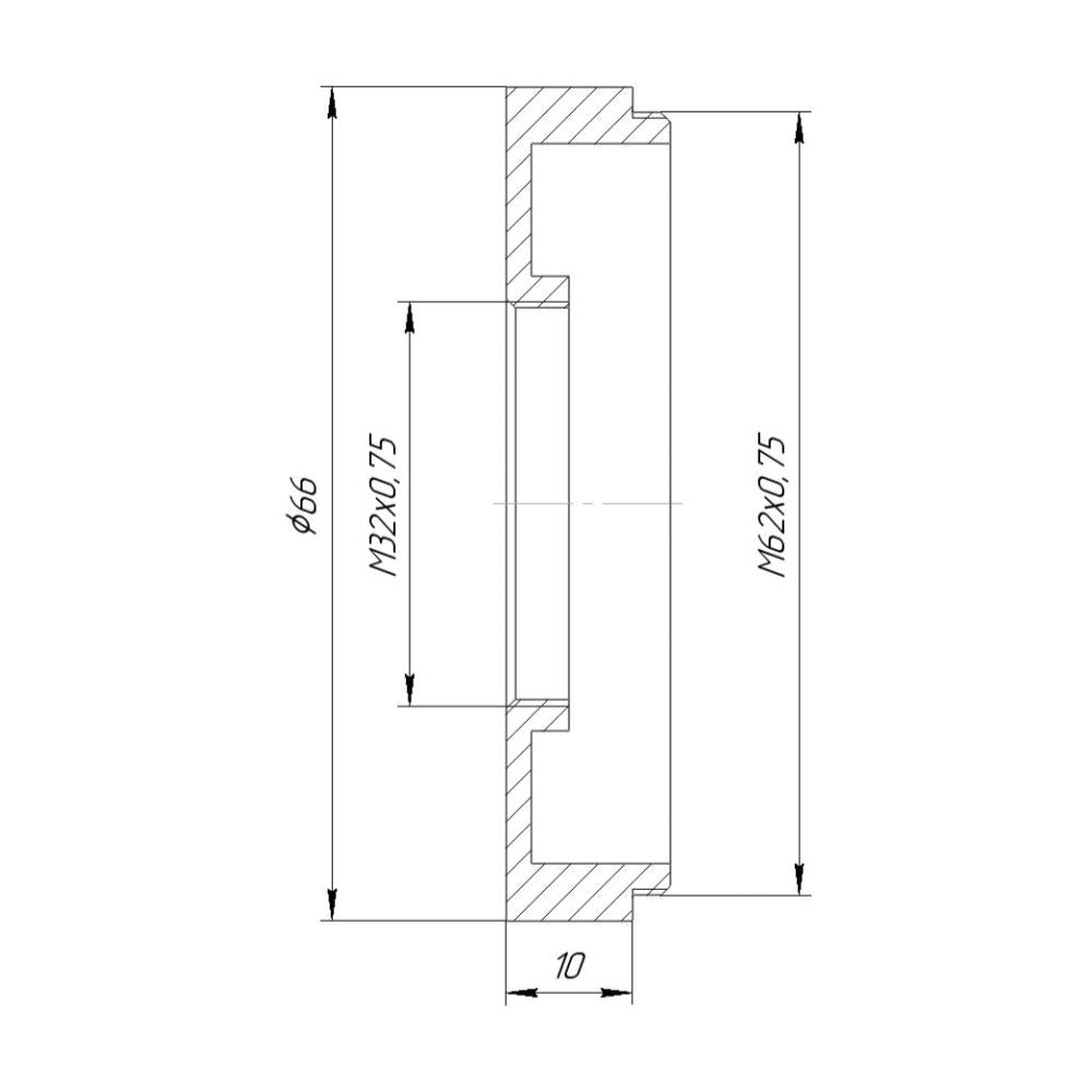 M62x0.75 male to M32x0.75 female thread adapter, DEEP