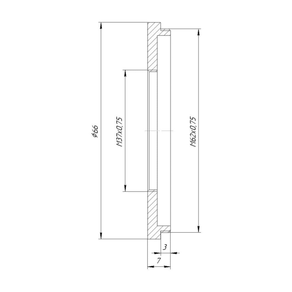 M62x0.75 male to M37x0.75 female thread adapter (step-down ring) for Raynox