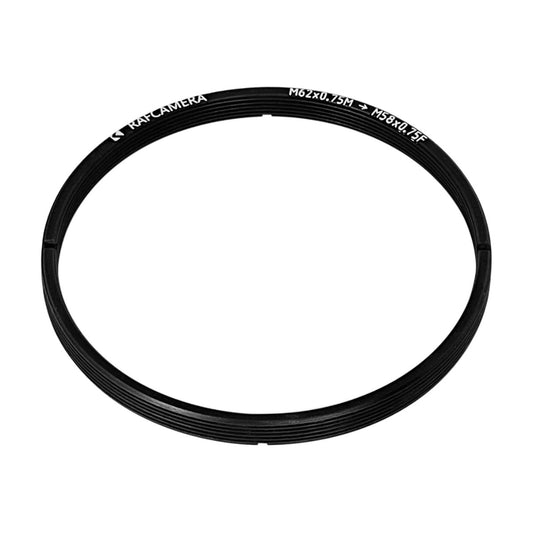 M62x0.75 male to M58x0.75 female thread adapter, flangeless