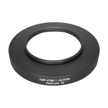 M62x0.75 male to M86x1 female thread adapter with 95mm outer diameter