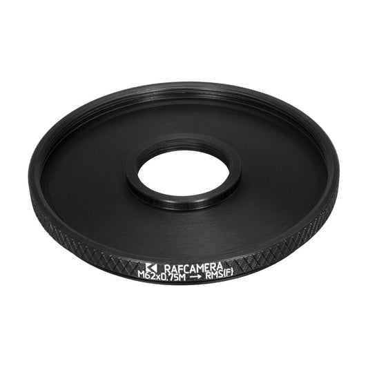 M62x0.75 male to RMS (0.8″-36tpi) female thread adapter (62mm to RMS step ring)