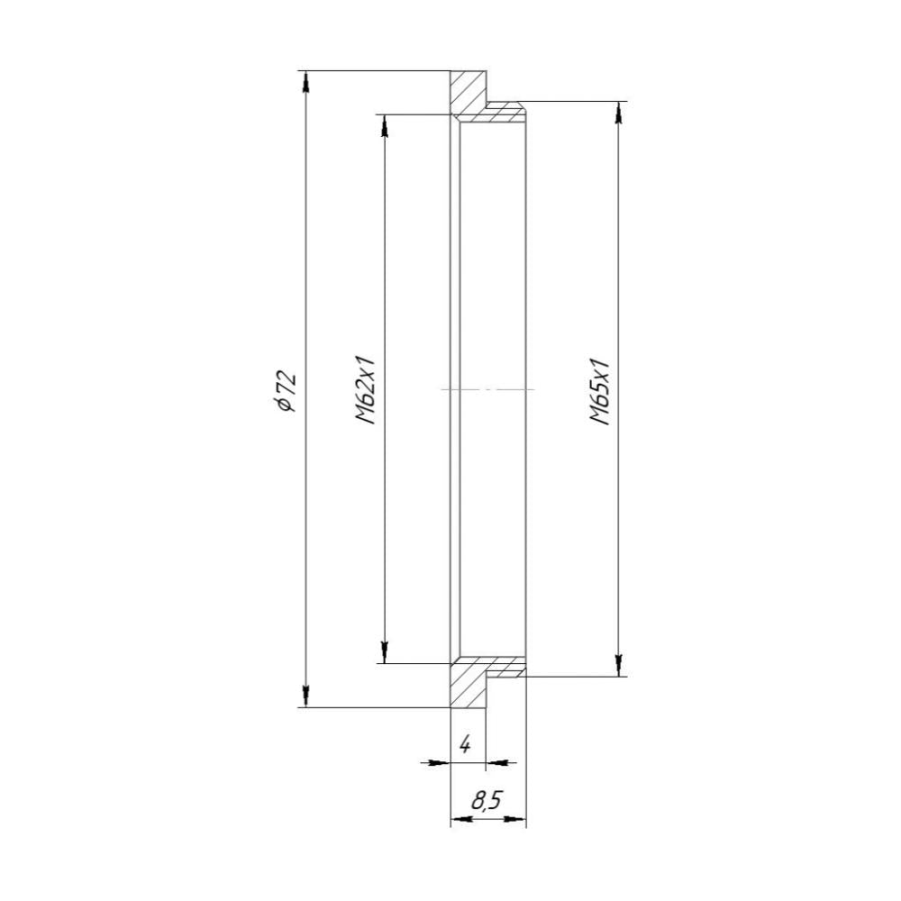 M62x1 female to M65x1 male thread adapter for focusing helicoid