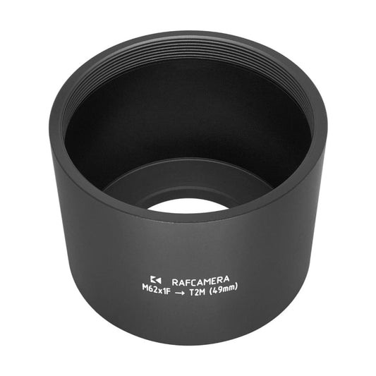 M62x1 female to M42x0.75 (T2) male thread adapter, 49mm long