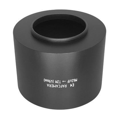 M62x1 female to M42x0.75 (T2) male thread adapter, 49mm long