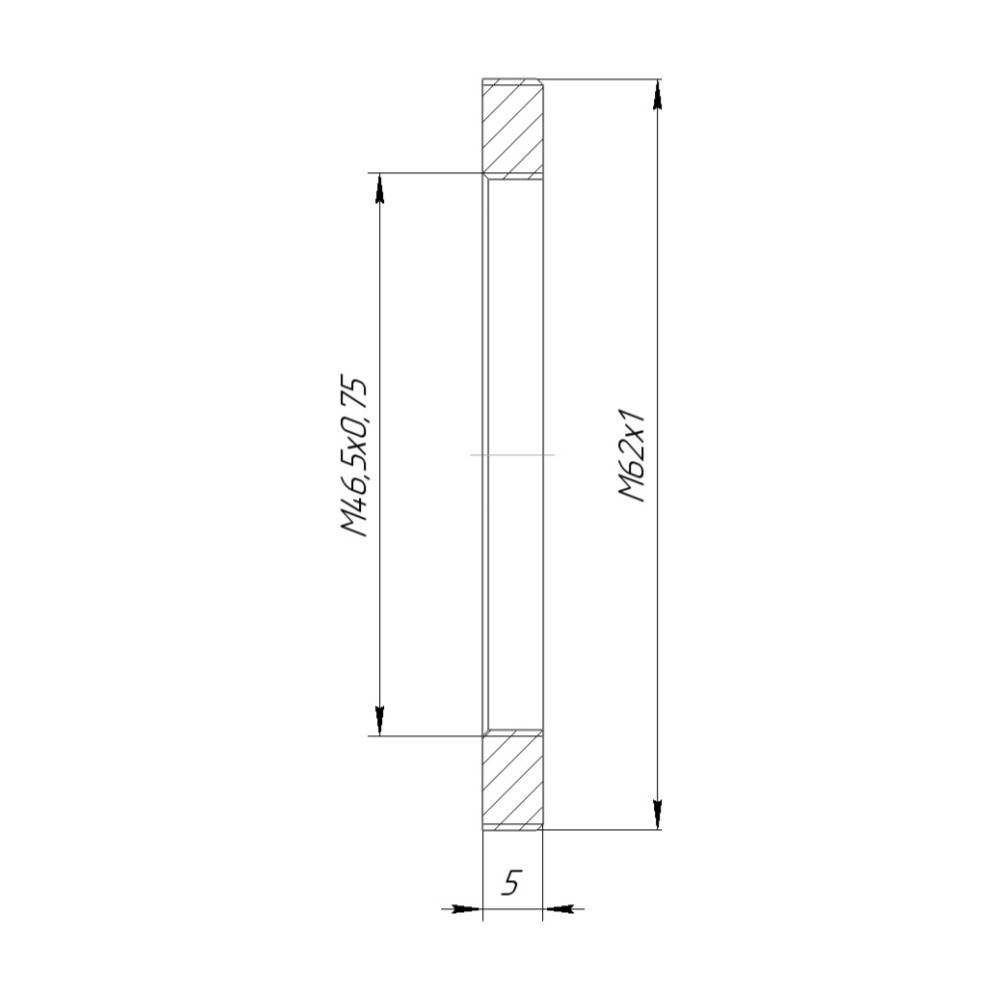 M62x1 male to M46.5x0.75 female thread adapter, flangeless