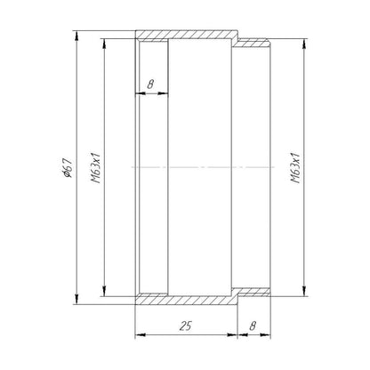 M63x1 thread extender (25mm long)