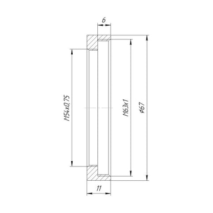 M63x1 female to M54x0.75 female thread adapter