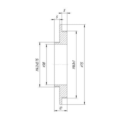 M63x1 male to M42x0.75 male thread adapter