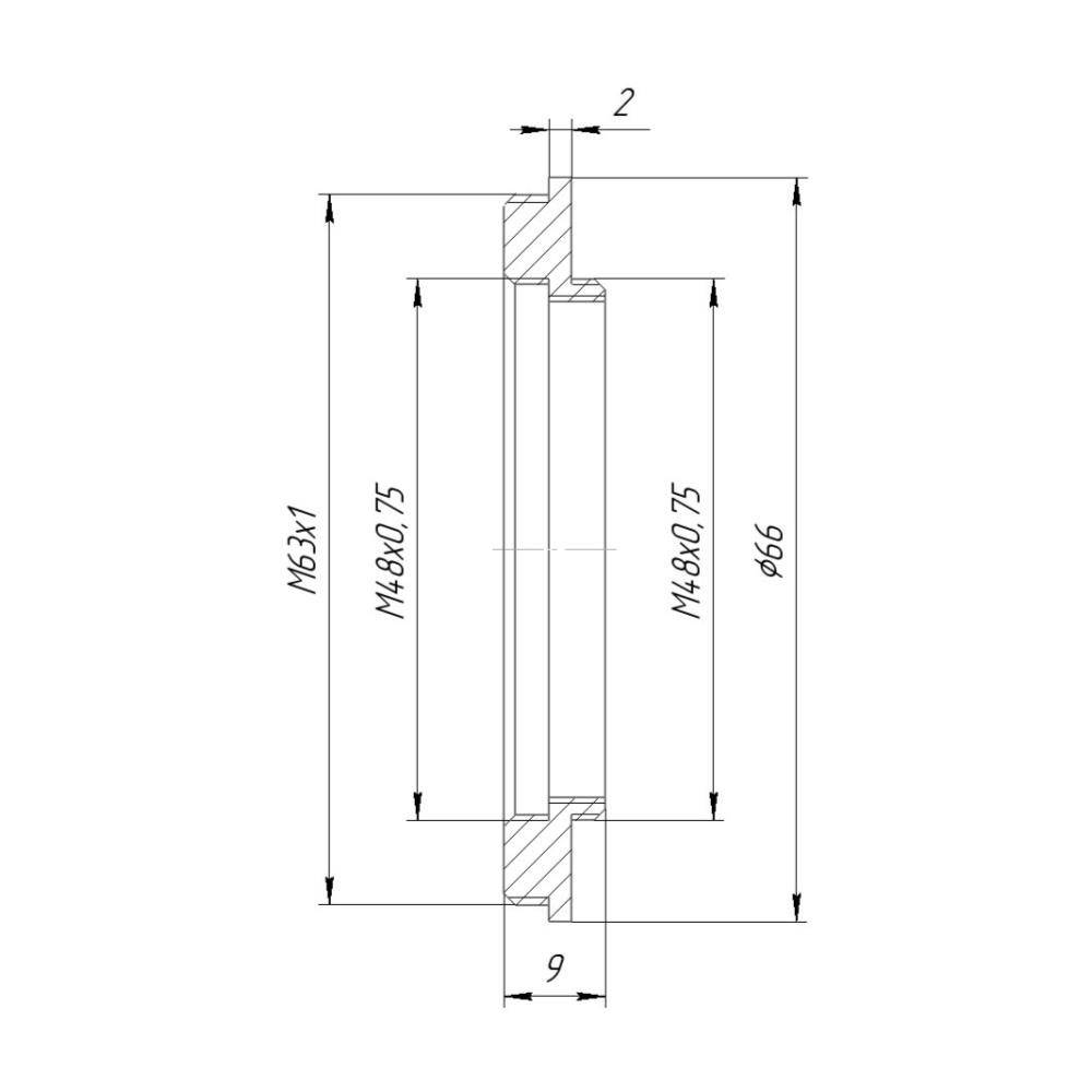 M63x1 male to M48x0.75 male thread adapter