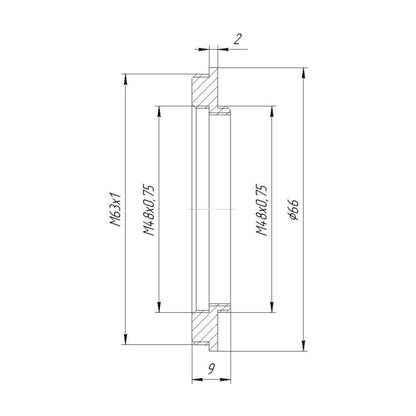 M63x1 male to M48x0.75 male thread adapter