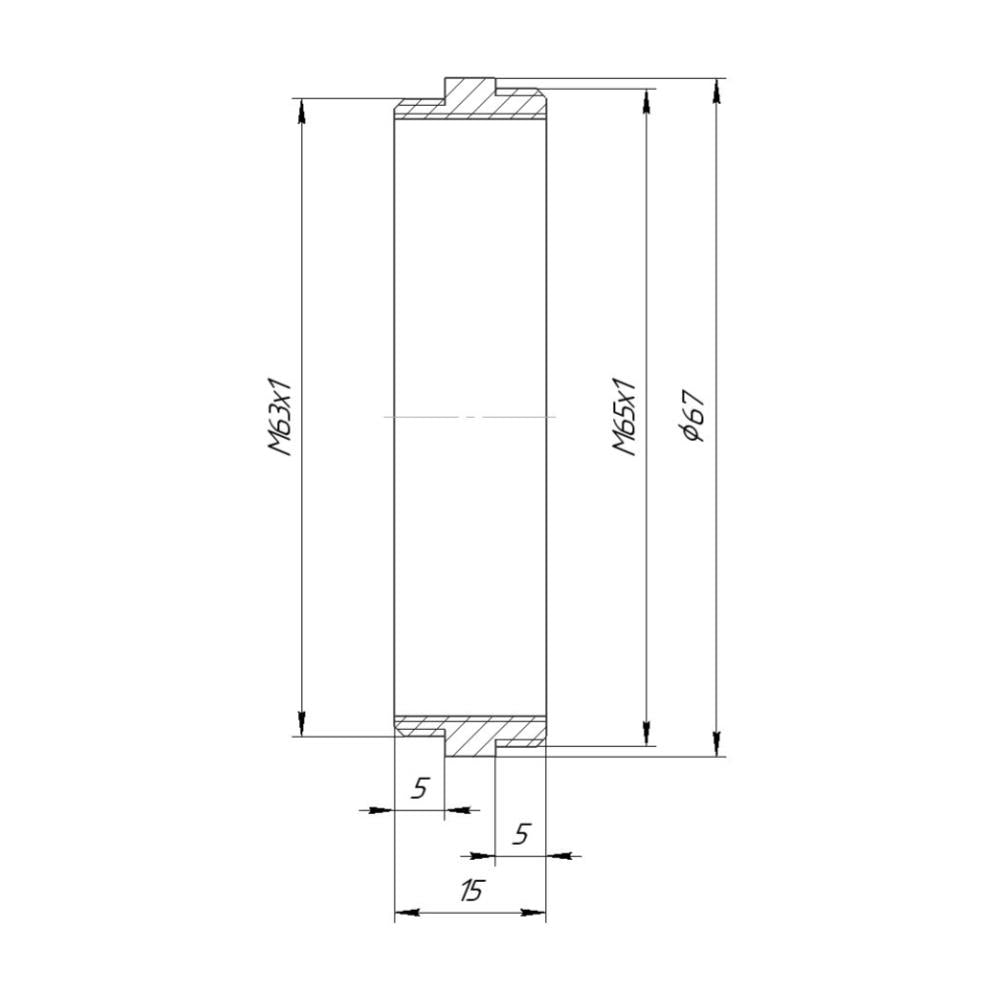 M63x1 male to M65x1 male thread adapter