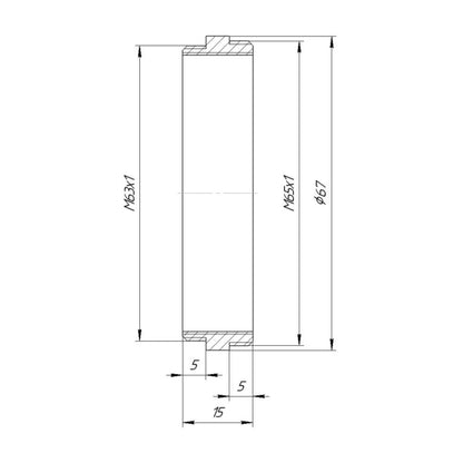 M63x1 male to M65x1 male thread adapter