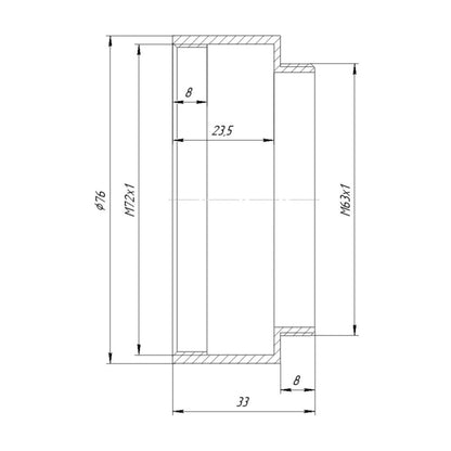 M63x1 male to M72x1 female thread adapter